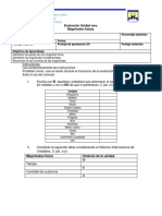 Evaluación Unidad Cero Magnitudes Fundamentales