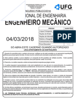 2018 UFG-SANEAGO Engenheiro Mecanico PROVA
