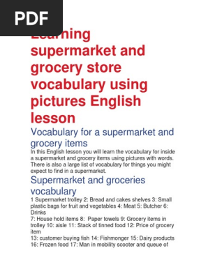Learning Supermarket and Grocery Store Vocabulary Using Pictures English Lesson