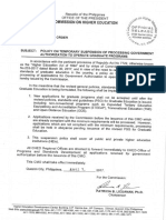 CMO No. 11, Series of 2017 - Policy On Temporary Suspension of Processing Government Authorization To Operate Graduate Programs