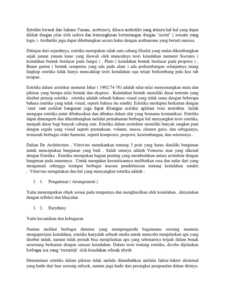 Estetika Berasal Dari Bahasa Yunani