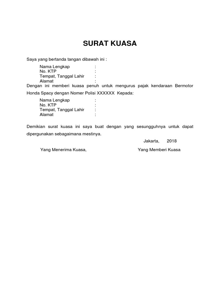 Inilah 9+ Contoh Surat Kuasa Stnk 5 Tahunan 