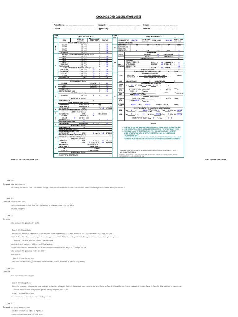 Basic Load Calculation Sheet | PDF | Air Conditioning | Duct (Flow)