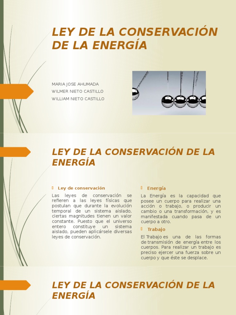 Ley de La Conservación de La Energía PDF Energía cinética Sistema