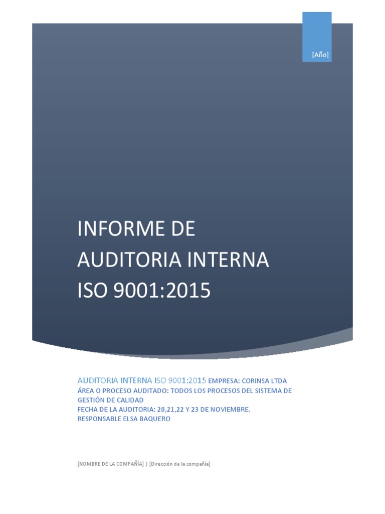Informe de Auditoría Interna ISO 9001:2015 | PDF | Calidad (comercial ...