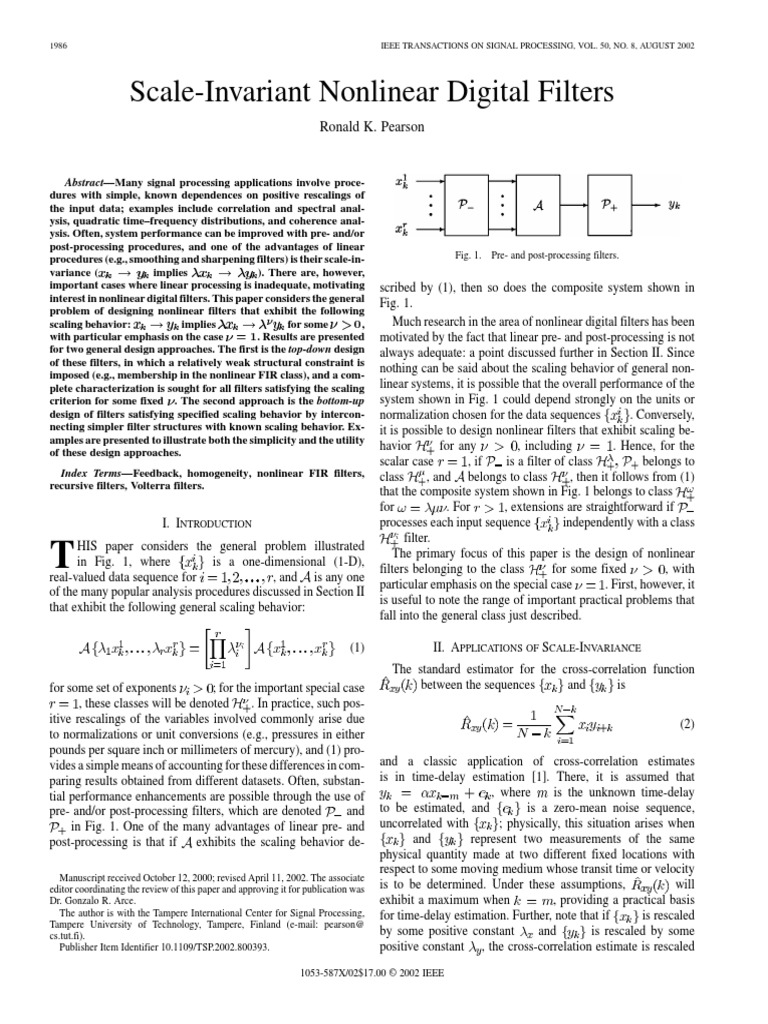 Scale-Invariant Nonlinear Digital Filters | PDF | Ordinary Least ...