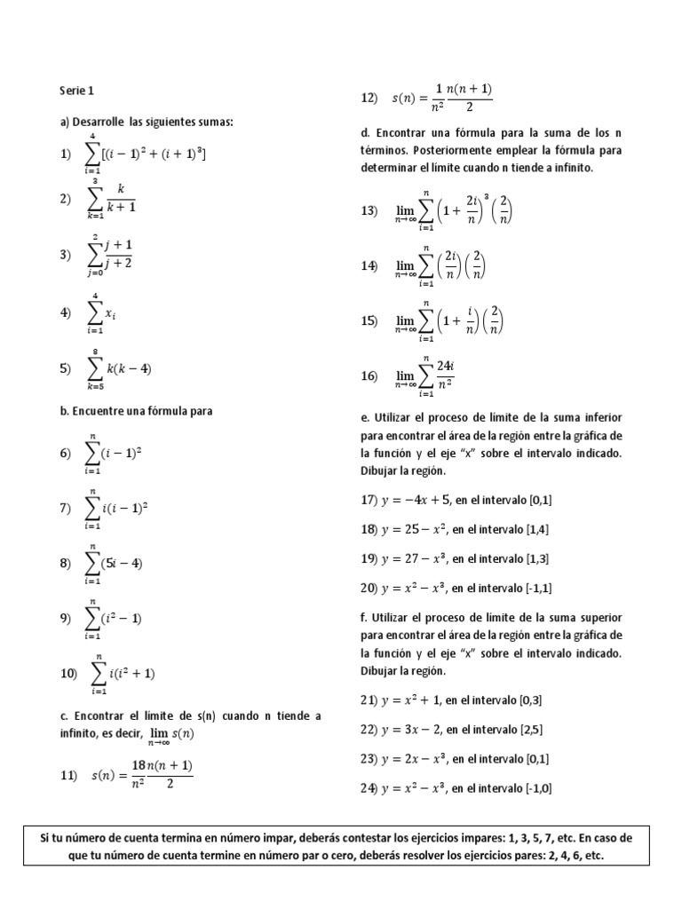 Sumas de Series y Límites | PDF | Intervalo (Matemáticas) | Enseñanza ...