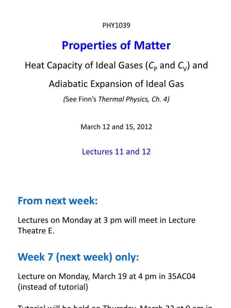 Heat Capacity of Ideal Gases Explained | PDF | Heat Capacity | Diatomic ...