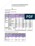 Análisis de Cargas y Costos de Una Instalación Eléctrica