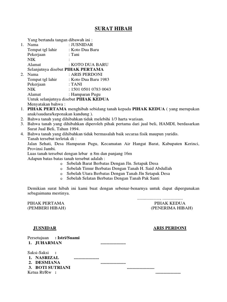 Surat Hibah Pdf
