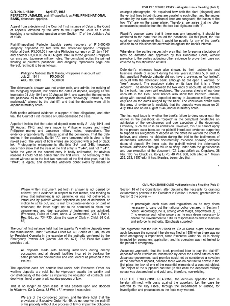 Civil Procedure Cases Rule 8 | PDF | Pleading | Complaint