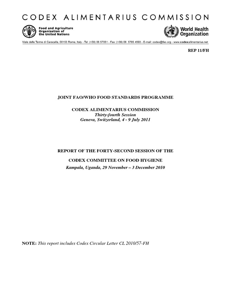 Codex CCFH | PDF | World Health Organization | Food Safety