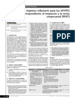 I Nuevo Régimen Tributario para Las MYPES Correspondiente Al Impuesto A La Renta Empresarial (RMT)