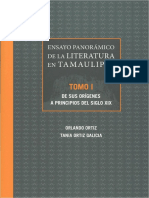 Literatura en Tamaulipas Fragmentos de La Relación Del Nuevo Santander de Fray Vicente de Santa Maria