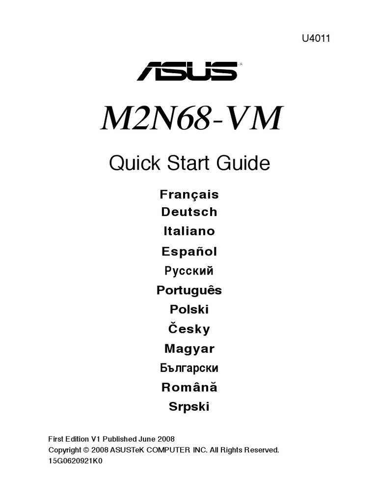 M2N68-VM: Quick Start Guide | PDF | Booting | Computer Architecture