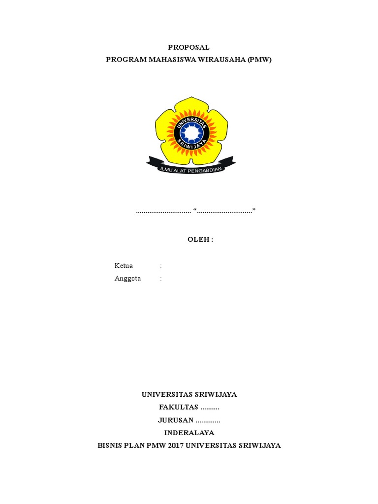 Contoh Proposal Pmw Pekan Mahasiswa Wirausaha Pdf