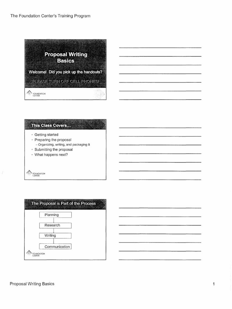 The Foundation Center's Training Program Getting Started Preparing The Proposal PDF Grant