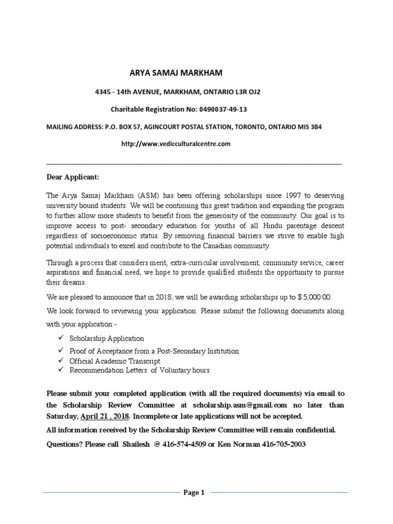 Scholarship Applicationform | PDF | Further Education