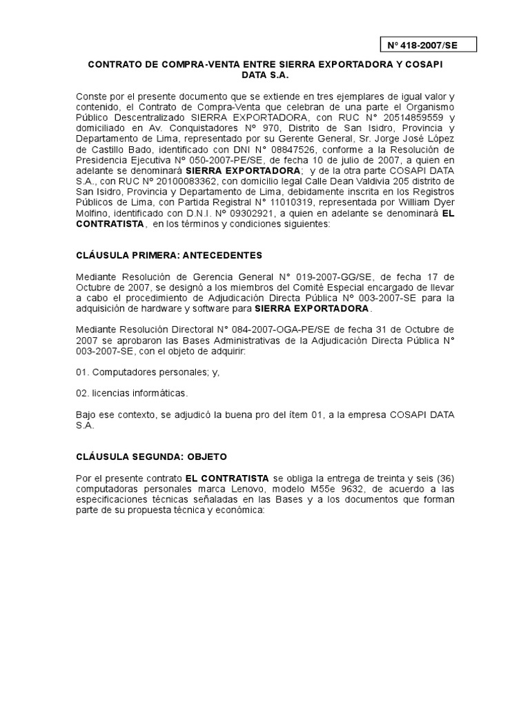 Adp-3-2007-Se-Contrato U Orden de Compra o de Servicio | PDF | Calidad ...
