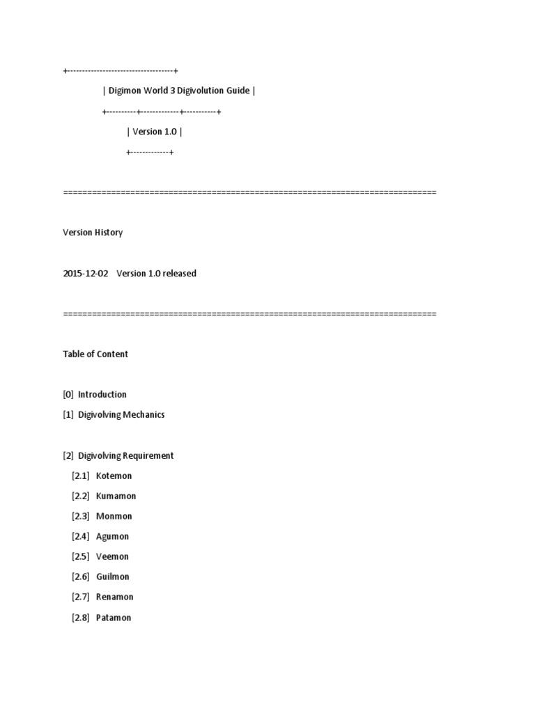 Digimon World 3 Digivolution Guide Nature Leisure