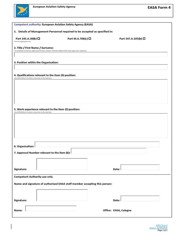 A3. EASA Form 4 Aviation Government