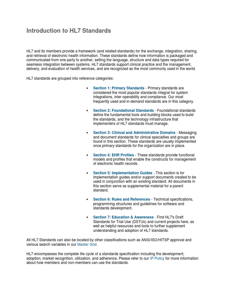 Overview of HL7 Standards | PDF | Electronic Health Record ...