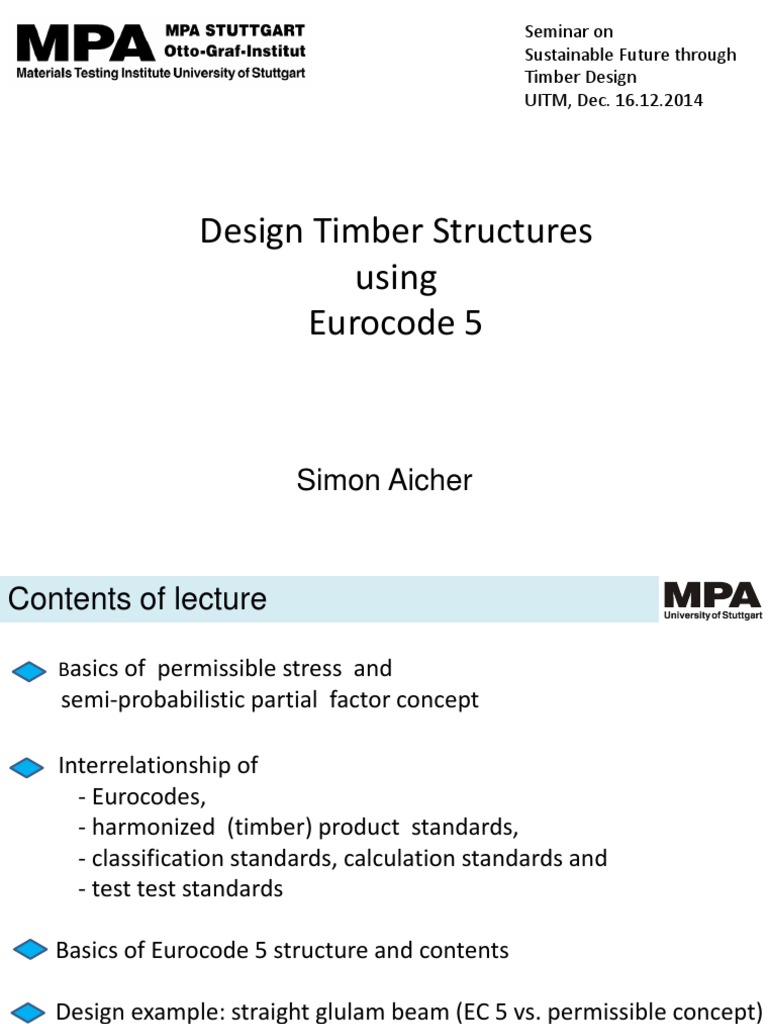 Timber Design Using Eurocode 5 | PDF | Bending | Lumber