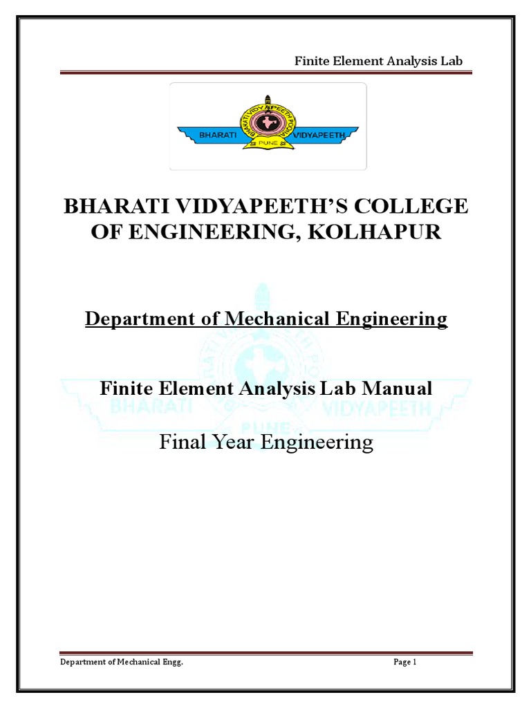 Ansys Lab Manual Bvcoek | PDF | Finite Element Method | Stress (Mechanics)