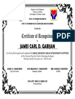 Certificate of Recognition: James Carl D. Gabijan