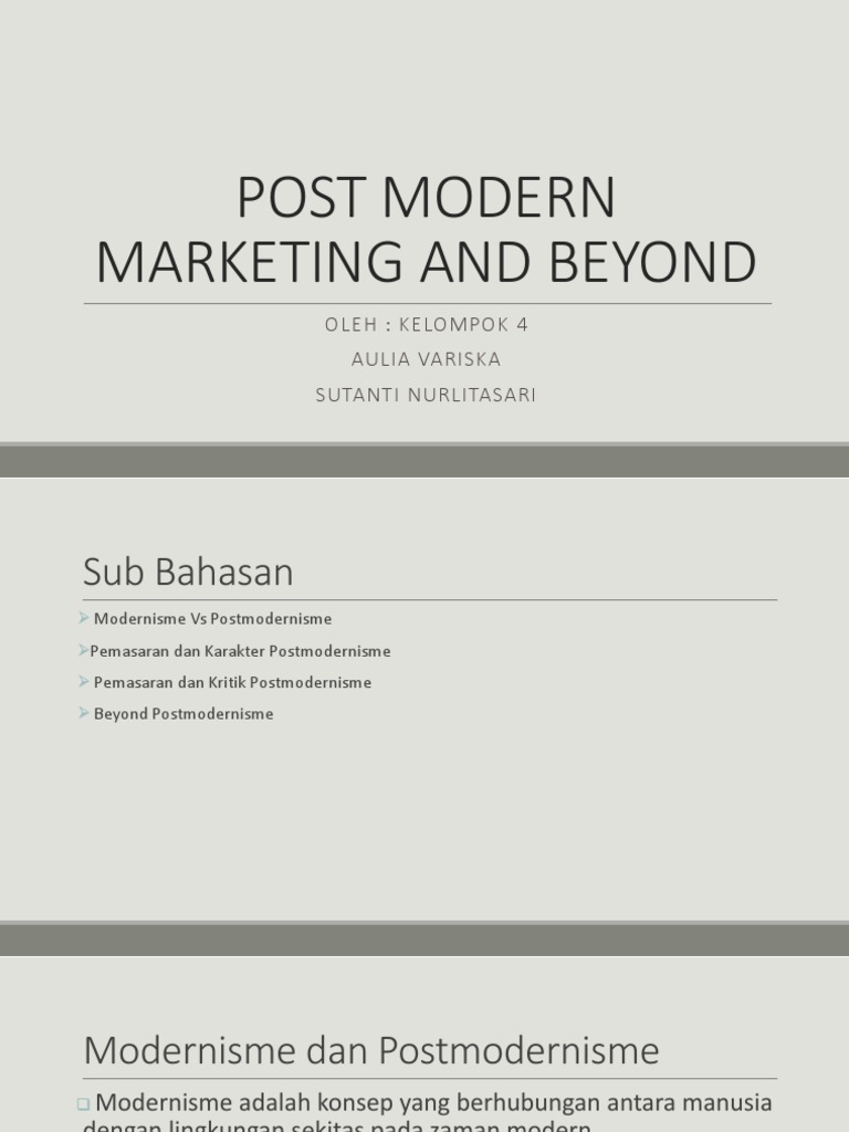 Post Modern Marketing and Beyond | PDF