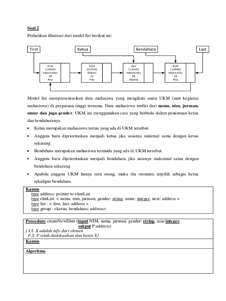 Contoh Soal Struktur Data Tentang Linked List
