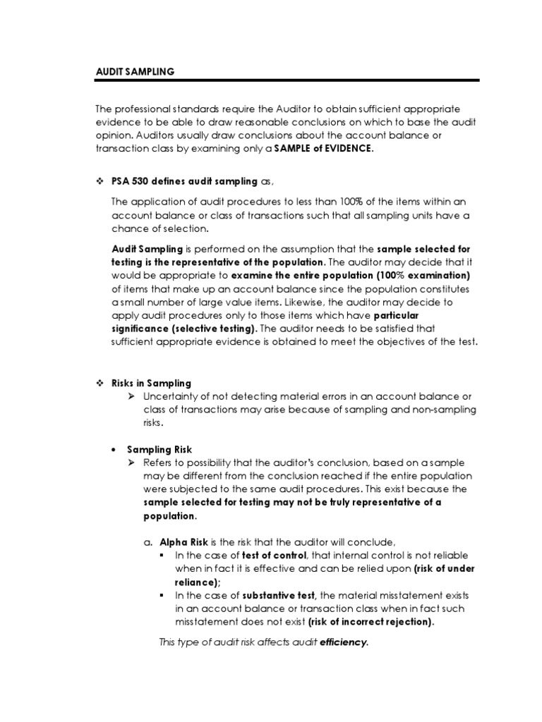 This Type of Audit Risk Affects Audit Efficiency PDF Audit Sample