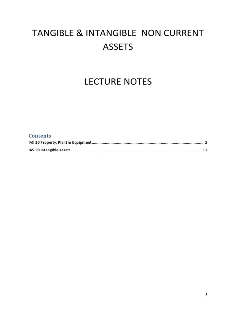 Tangible and Intangible Non Current Assets Lecture Notes | PDF ...