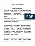 PAKTA INTEGRITAS Susulan Pelantikan