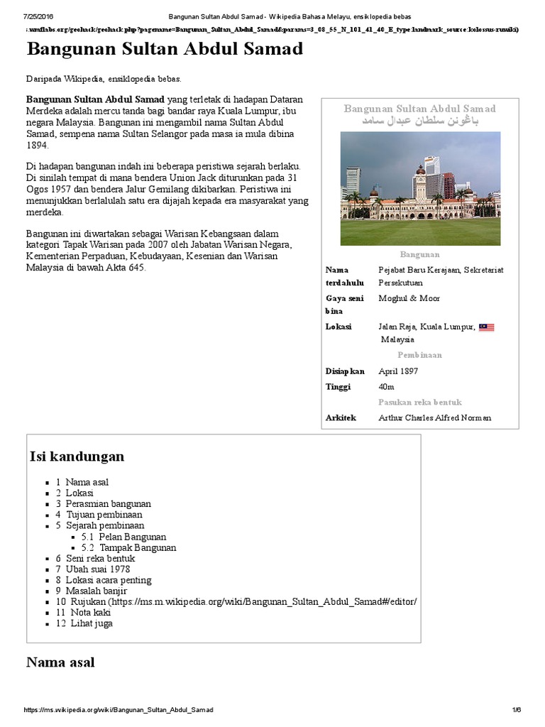 Bangunan Sultan Abdul Samad Wikipedia Bahasa Melayu Ensiklopedia Bebas Pdf