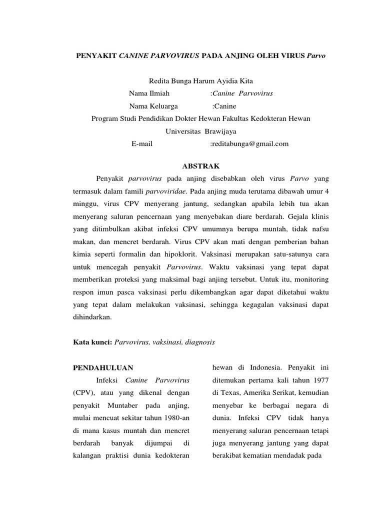Penyakit Canine Parvovirus Pada Anjing Oleh Virus Parvo | PDF