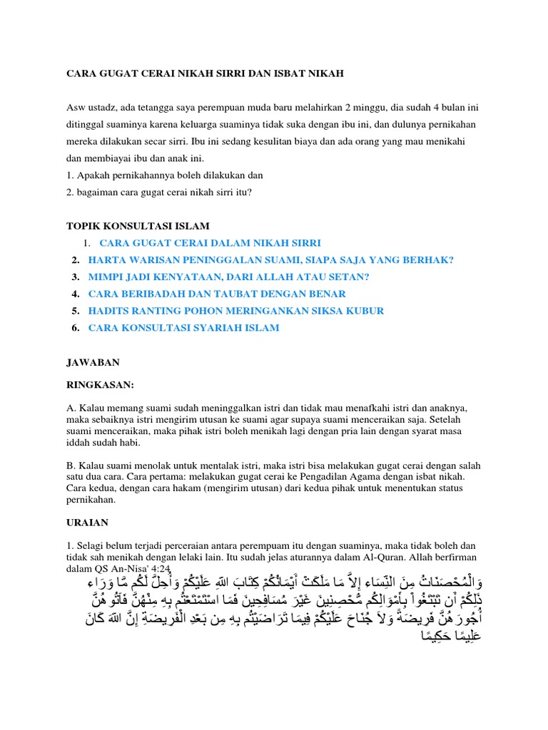 Contoh Surat Pernyataan Cerai Nikah Siri - SuratMenyurat.net