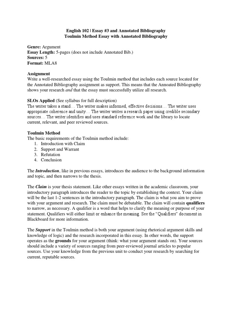 Toulmin Argument Essays: Examples, Topics, Titles, & Outlines