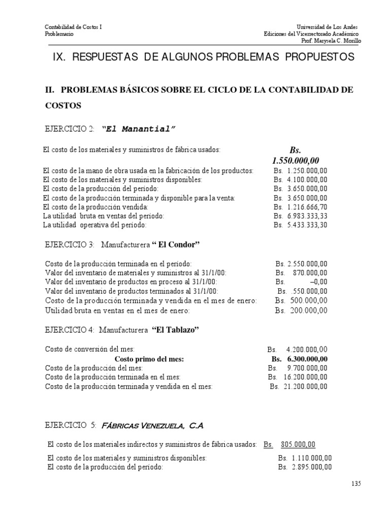 Ejercicios de Costos y Inventarios | PDF | Costo | Inventario
