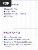 Pile Foundation: Reason For Piles Types of Piles Capacity Prediction Methods Load Tests