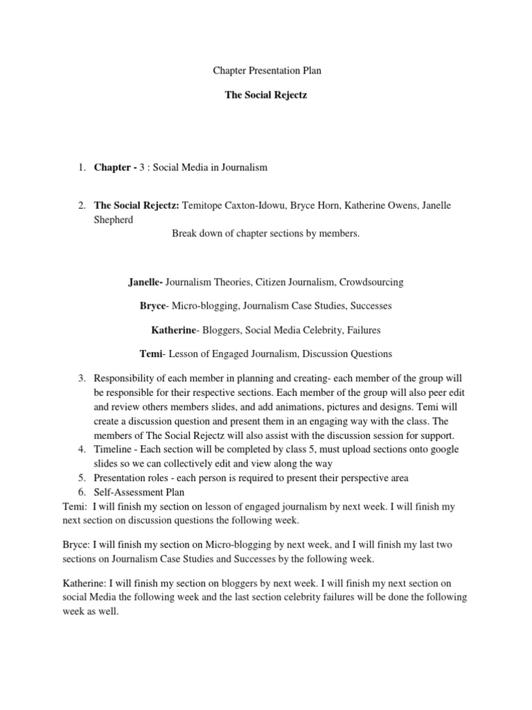 Social Media in Journalism Presentation Plan | PDF | Social Science