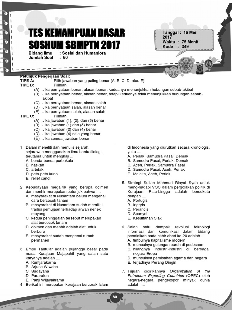 09 Soal Sbmptn 2017 Tkd Soshum