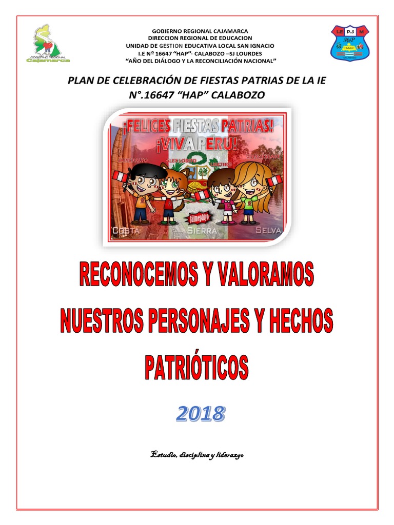 Plan de Fiestas Patrias PERU. Educación Secundaria Maestros