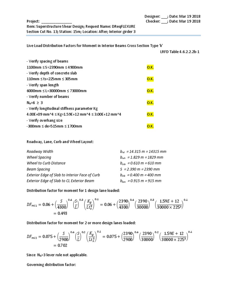 Live Load Distribution Factors Summary | PDF | Beam (Structure ...