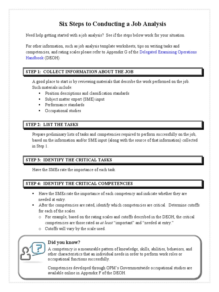 Job Analysis Checklist | Competence (Human Resources) | Behavioural ...