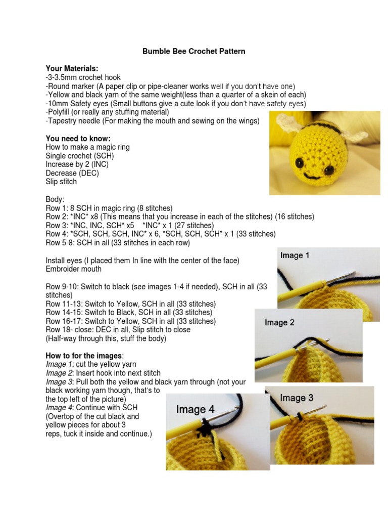 Bumble Bee Crochet Pattern Guide | PDF | Crochet | Figured Fabrics