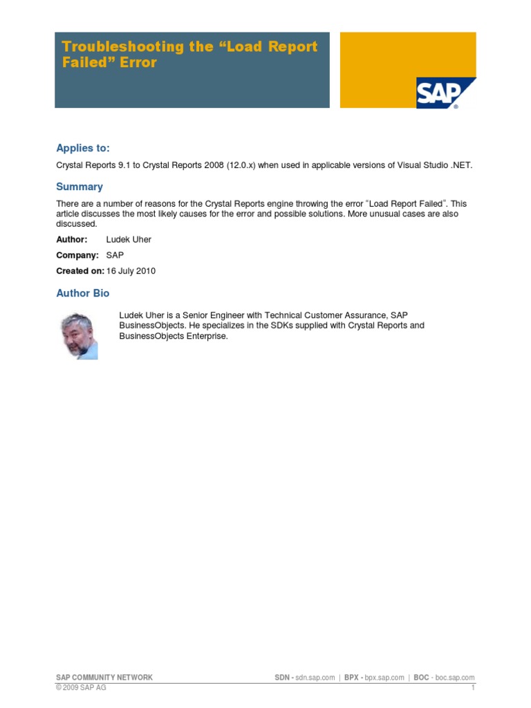 Troubleshooting The Load Report Failed Error PDF | PDF | Windows ...