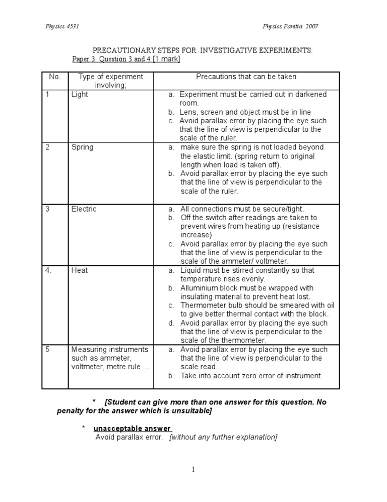 Precautions for Physics Experiments | PDF | Thermometer | Electrical ...
