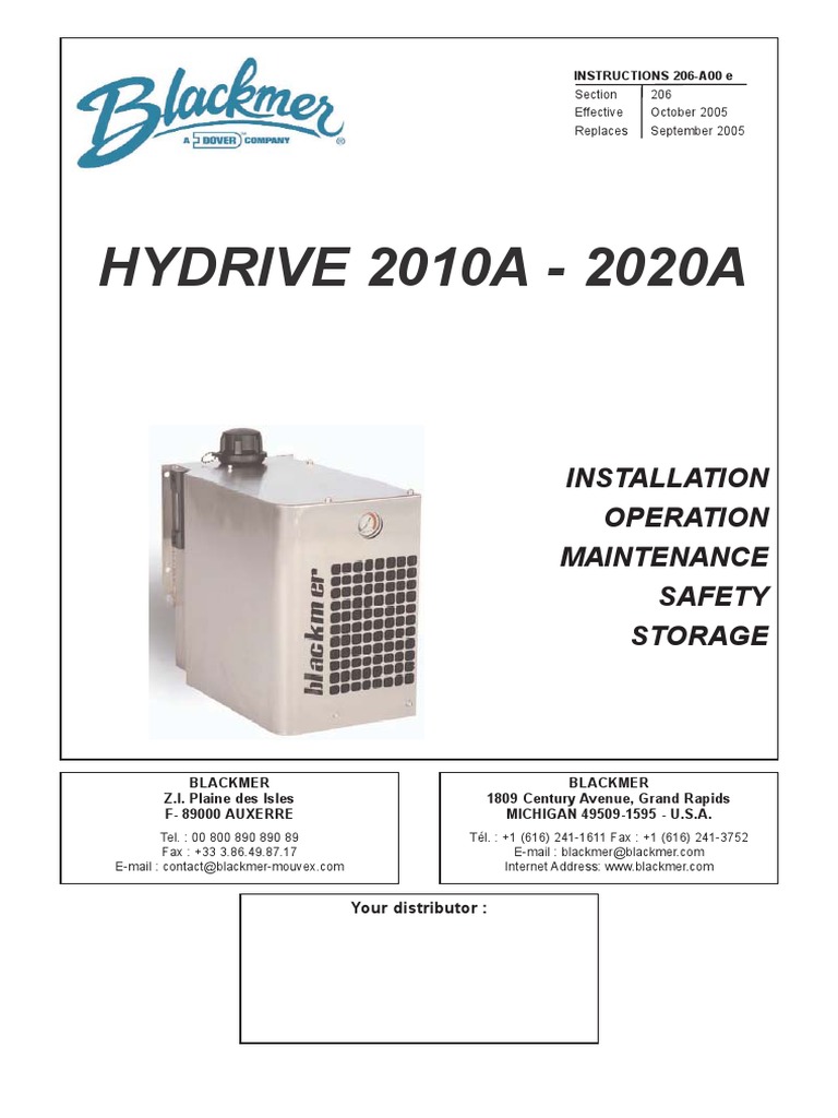 Hydrive 2010A & 2020A Manual | PDF | Pump | Valve
