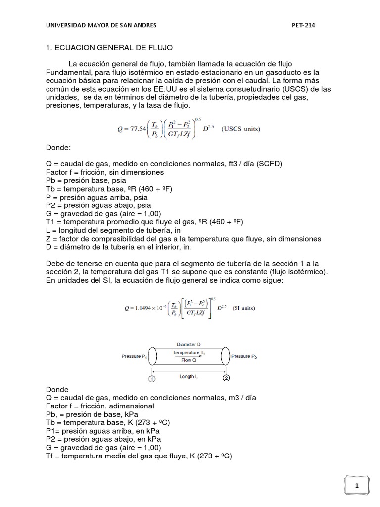 Ecuación General de Flujo de Gas | PDF | Gases | Presión